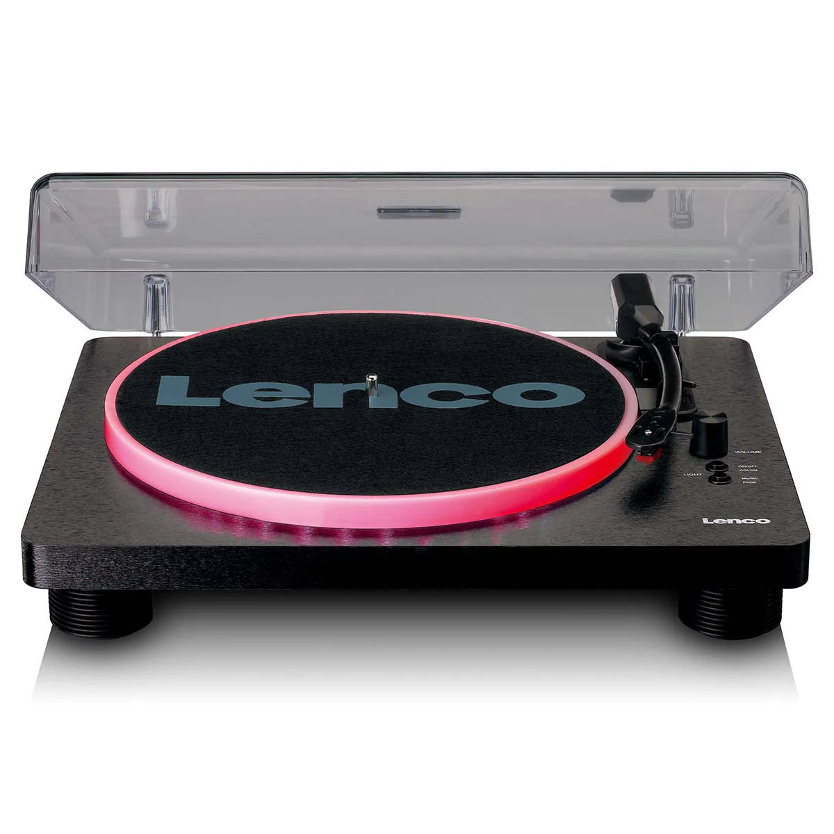 LENCO LS-50LED BK - Record Player with PC encoding, speakers and lights