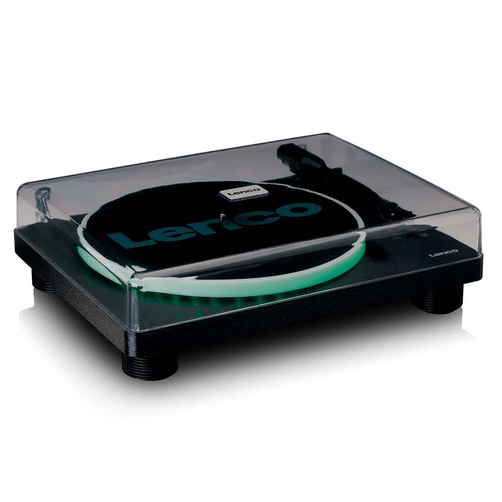 LENCO LS-50LED BK - Record Player with PC encoding, speakers and lights