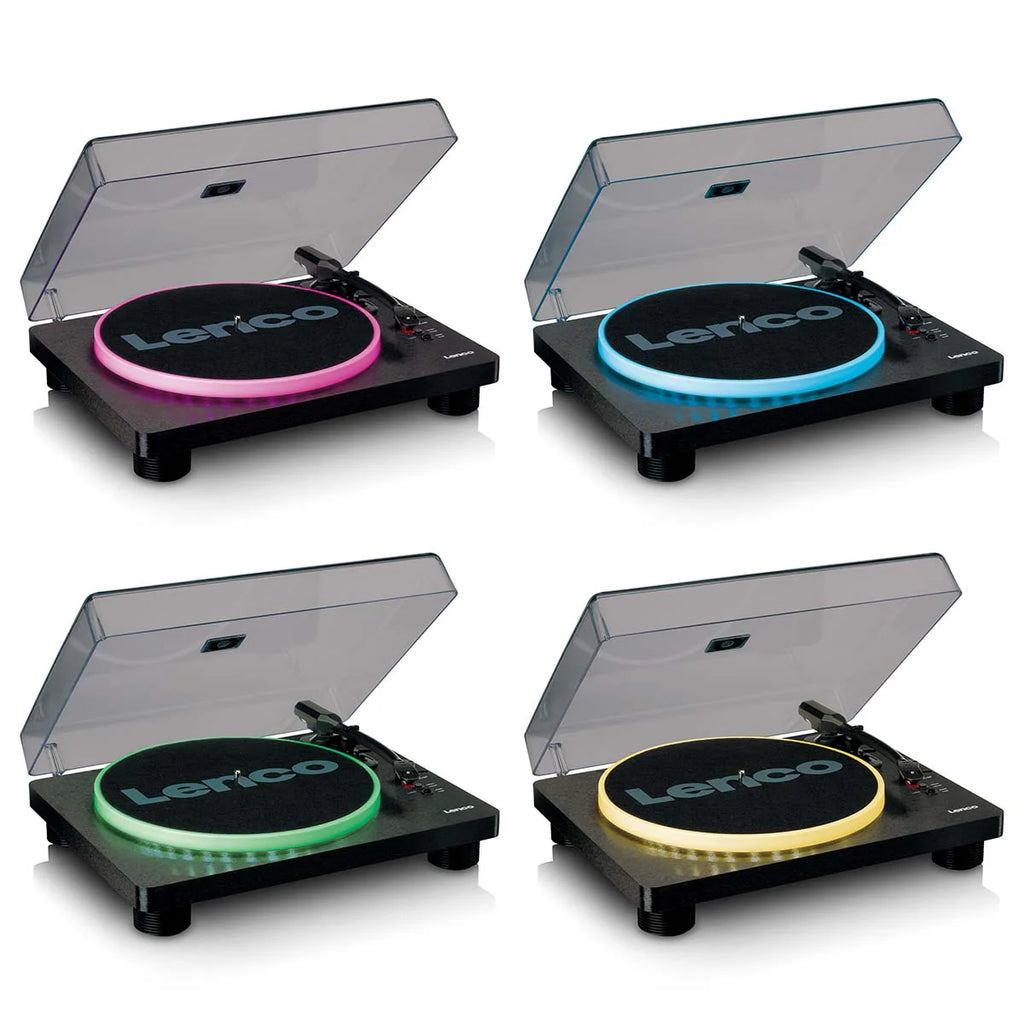 LENCO LS-50LED BK - Record Player with PC encoding, speakers and lights