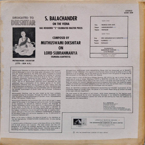 Dedicated To Dikshitar - Veena - S.Balachander