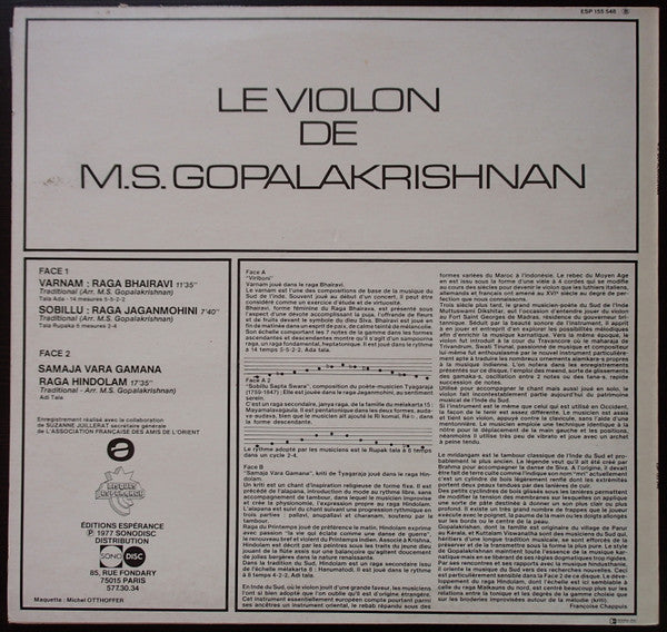 Le Violon De M.S.Gopalakrishnan