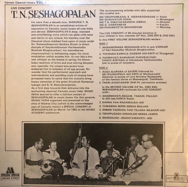Live Concert - T.N.Seshagopalan - Vol.I