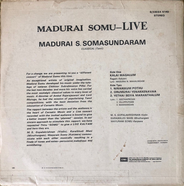 Madurai Somu - Live
