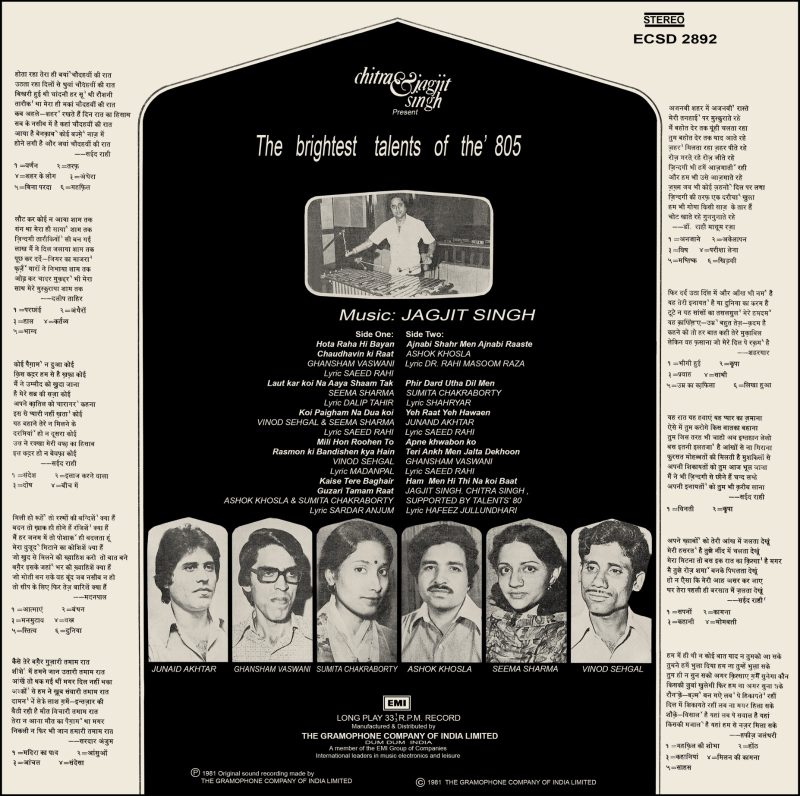 Jagjit Singh – The Brightest Talents Of The 80’s