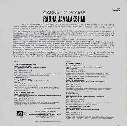Carnatic Songs - Radha Jayalakshmi